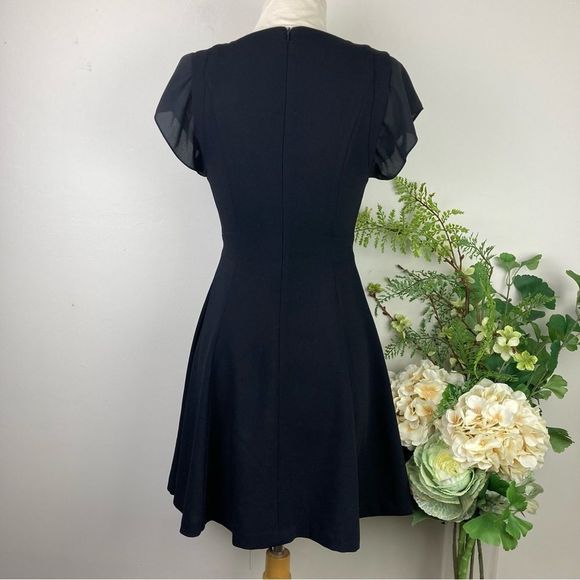 Black Flutter Sleeve Ruffled Mini Dress - Picture 6 of 12